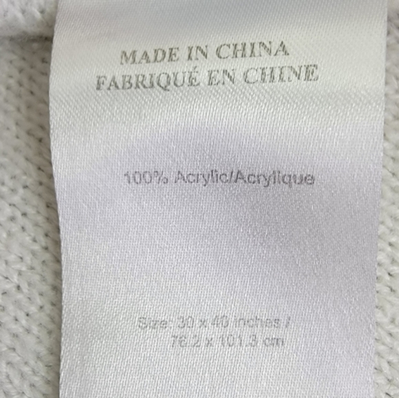 Pottery Barn Kids Heart Love Knit Baby Blanket Gray White Boarder Size 30x40 - Picture 6 of 7